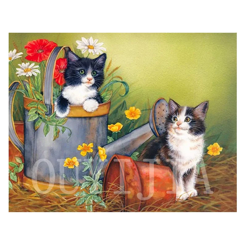 5D DIY Алмазная картина полный квадратный круглый животное Кот горный хрусталь