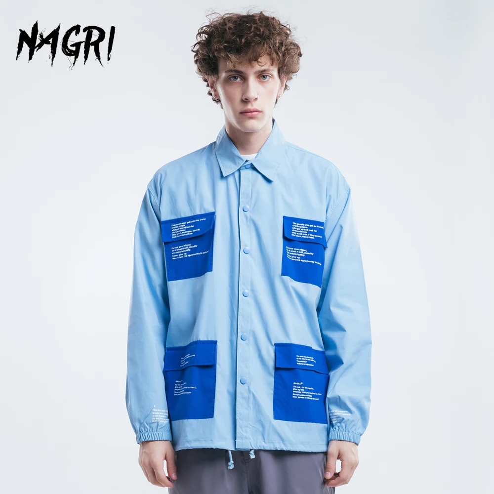 

NAGRI Men Windbreak Jackets Casual Hip Hop Shirt Coat Streetwear Windproof Trench Coat Male Outwear Men's Autumn Winter Jackets