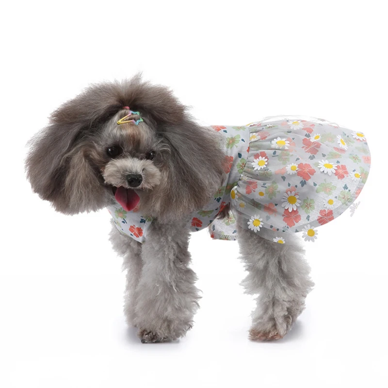 

Summer Floral Dog Dress Pet Wedding Dresses For Chihuahua Pug Yorkie Clothing Puppy Cat Products Dog Clothes for Small Dogs