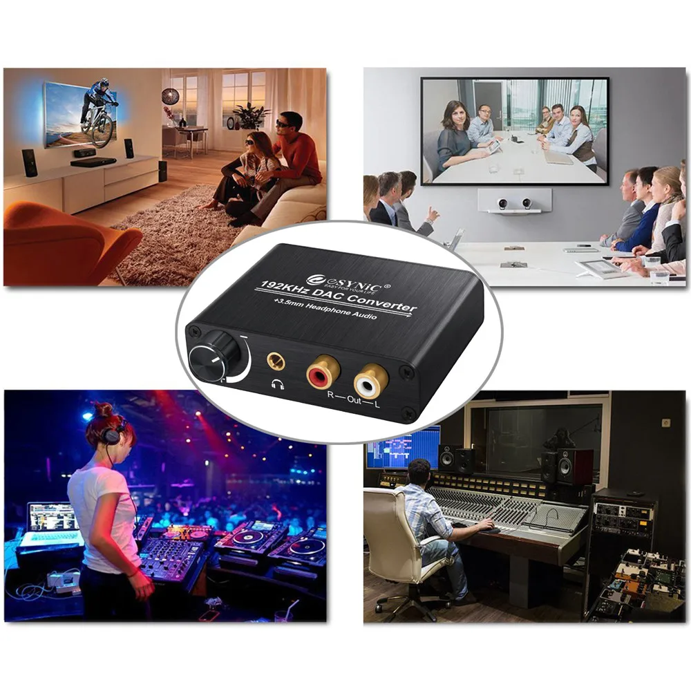 ESYNiC цифро-аналоговый аудио конвертер с регулятором громкости L/R RCA 3 5 мм разъем