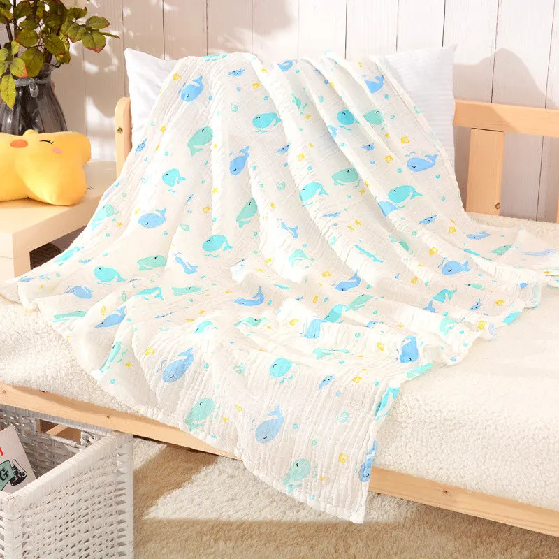 5 2pcs/set Newborn Baby Blanket Cotton Bamboo Blanket Cartoon Patterns Multi-use Infant Towel Baby Muslin Swaddle Wrap - Цвет: 5