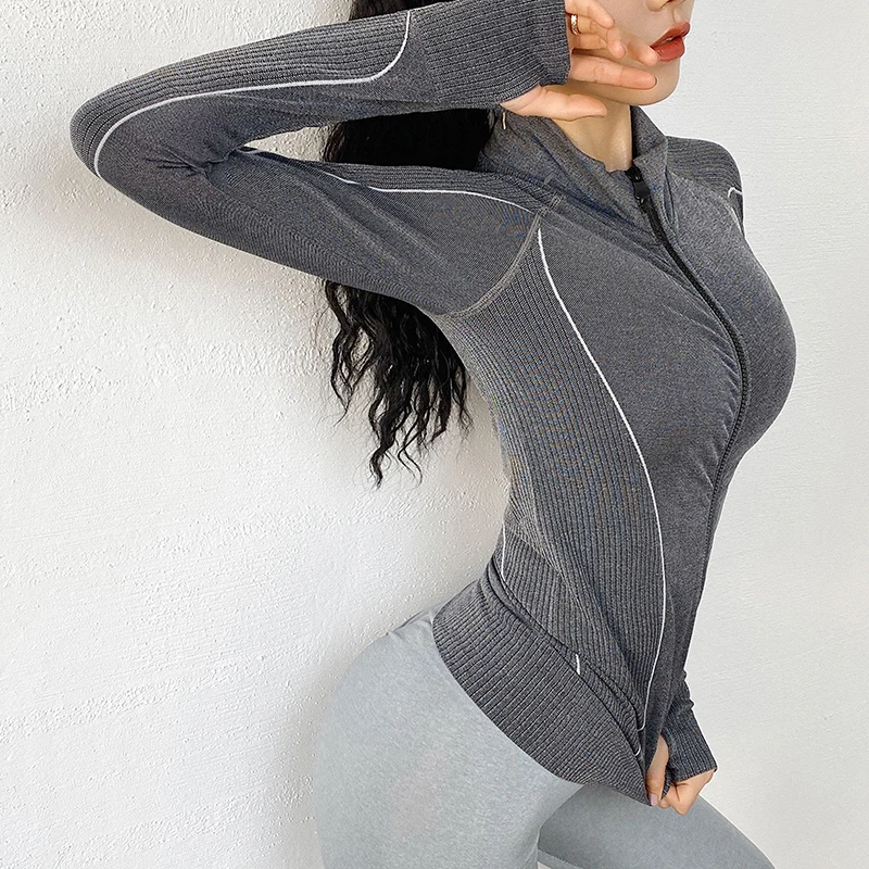 Zhangyunuo Топ Для Йоги на молнии бесшовный топ для тренажерного зала и фитнеса