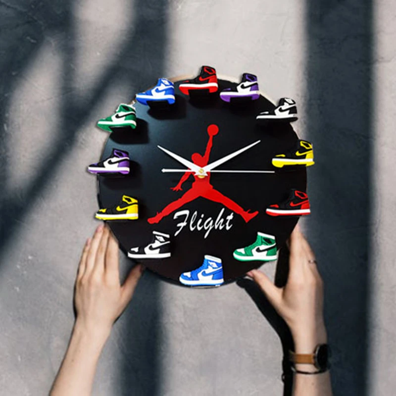 

New 3D Wall Clock Wall Clock Modern Design Creative Basketball Shoes Wall Clocks Living Room Decoration Home Decor Wall Clock
