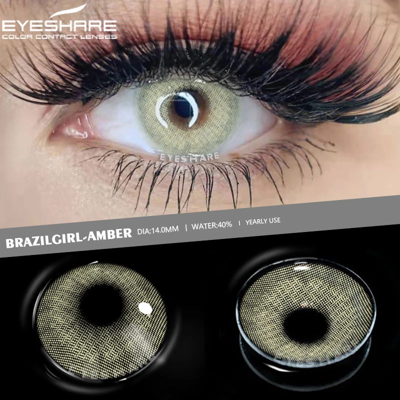 eyeshare 1 pair color contact lenses for eyes blue green color lens eyes soft yearly colored lenses pupils beauty makeup free global shipping