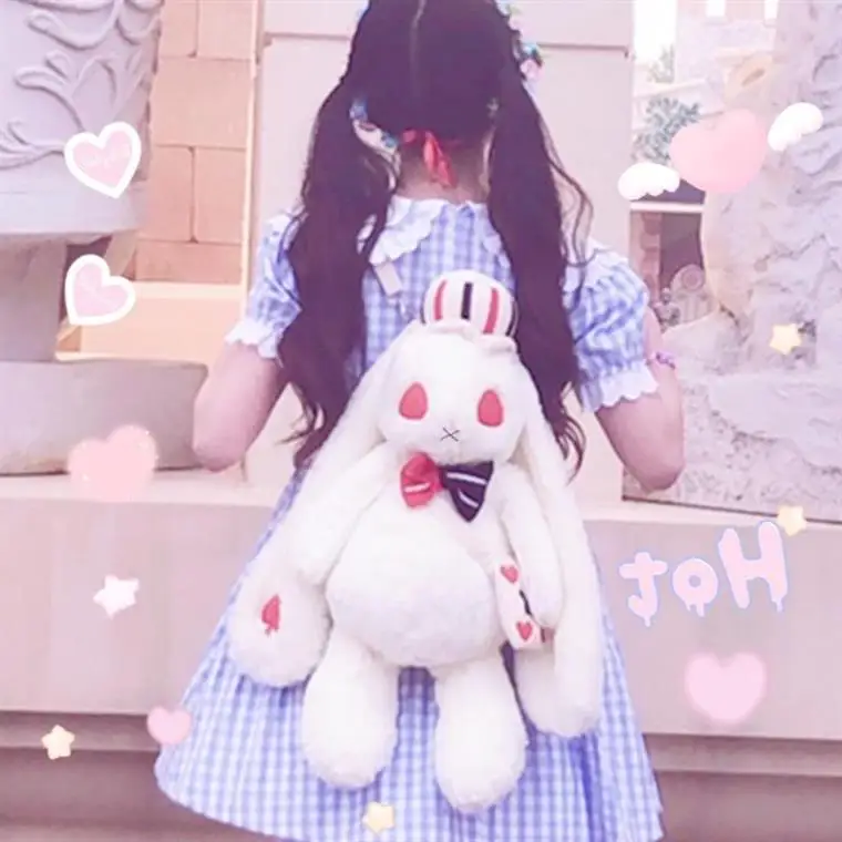 

Kawaii Girl Lop-eared Rabbit Bag Japanese Soft Girl Lolita Bag Cute Daily Messenger Bag Bag Dimension Lolita Backpack Female