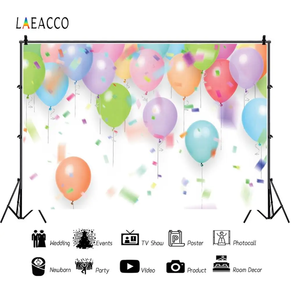 Laeacco фон для празднования церемонии дня рождения вечеринки красочный воздушный