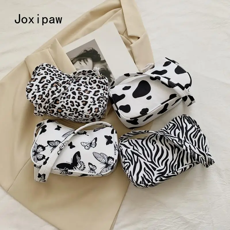 

Animal Pattern Print Canvas Shoulder Underarm Bag Vintage Ladies Small Purse Handbags Casual All-Match Fashion Women Square Bags