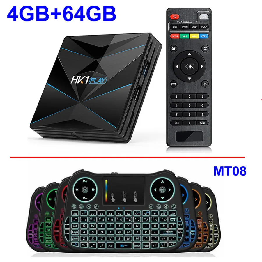4GB 64GB add MT08 HK1 Play Android 9,0 Смарт ТВ Box Amlogic S905X2 4 Гб Оперативная память 128 Гб Встроенная память USB 3,0 BT4.0 2,4G/5G двойной WI-FI 3D 4K H.265 IPTV Set-top Box - Цвет: 4GB 64GB add MT08