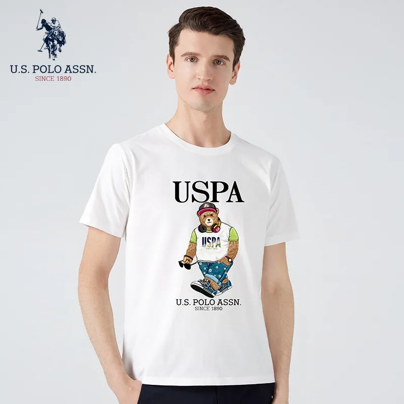 Мужская хлопковая футболка с коротким рукавом и принтом медведя | одежда