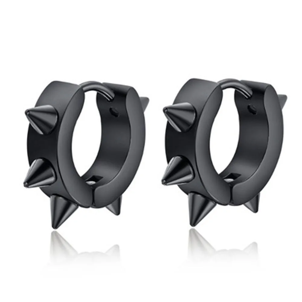 Серьги кольца из нержавеющей стали для мужчин и женщин круглые шпильки с шипами в