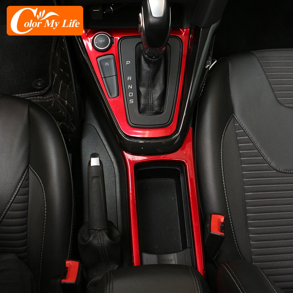 Накладки на панель управления коробкой передач автомобиля, ручки переключения передач, пластиковые вставки на панель управления кондиционером и наклейки на кружки для напитков для Ford Focus 3 MK3 2015 - 2018 (набор из 3 штук) Stickers on.