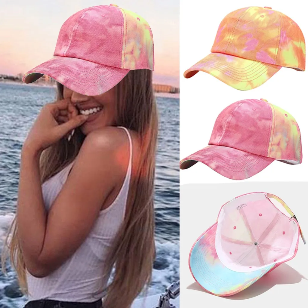 

Casual Tie-Dye Print Breathable Sports Peaked Cap Unisex Outdoor Sunscreen Sweatband Adjustable Beanies Baseball Cap