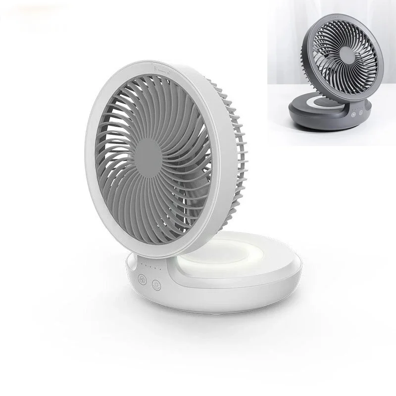 

New products Wireless Suspended Air Circulation Fan USB Rechargeable Folding Electric Fan Night Light Touch Control 4 Wind Speed