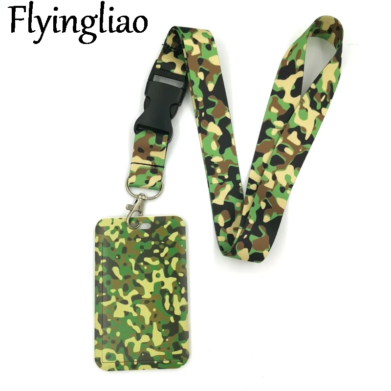 

Classic camouflage pattern Lanyard Credit Card ID Holder Bag Student Women Travel Card Cover Badge Car Keychain Gift Accessories