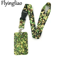 classic camouflage pattern lanyard credit card id holder bag student women travel card cover badge car keychain gift accessories