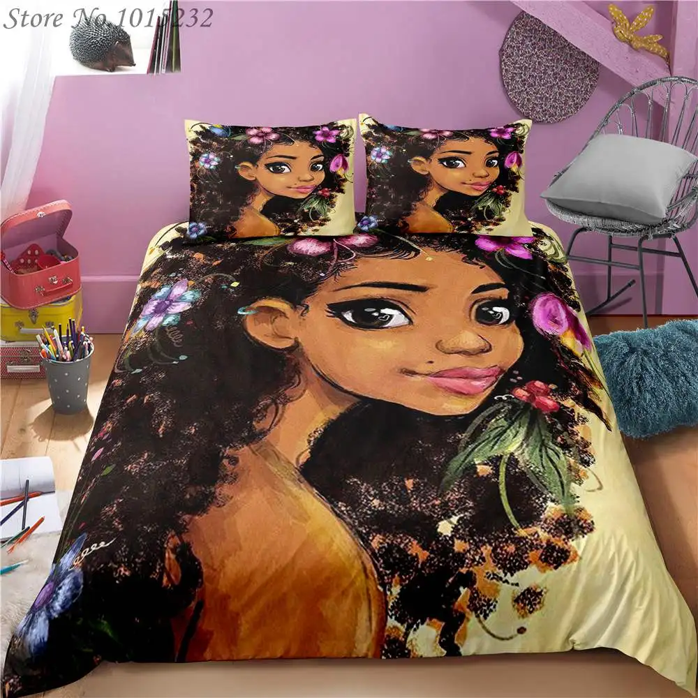 

Новый комплект постельного белья с Африканской девочкой с 3D принтом пододеяльники наволочки комплект постельного белья одеяло постельное ...
