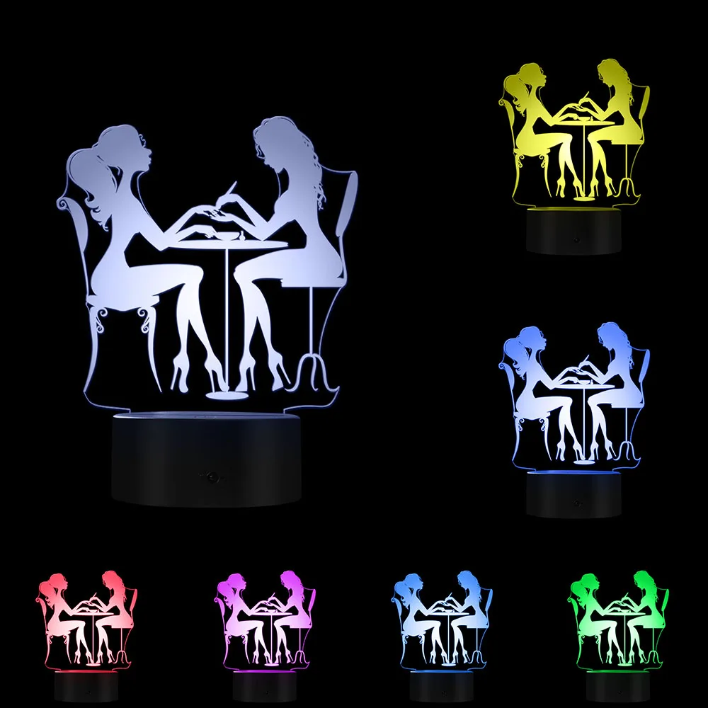 Светодиодная настольная лампа с оптической иллюзией для салона красоты | Лампы и