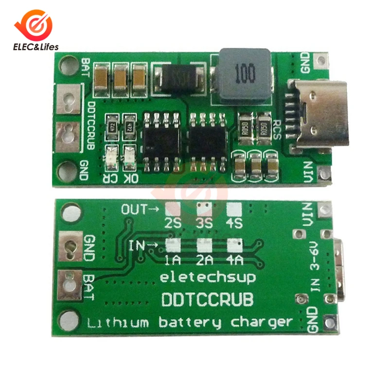 2S 3S 4S 1A 2A 4A Type-C до 8 4 В 12 6 16 повышающее LiPo полимерное литий-ионное зарядное