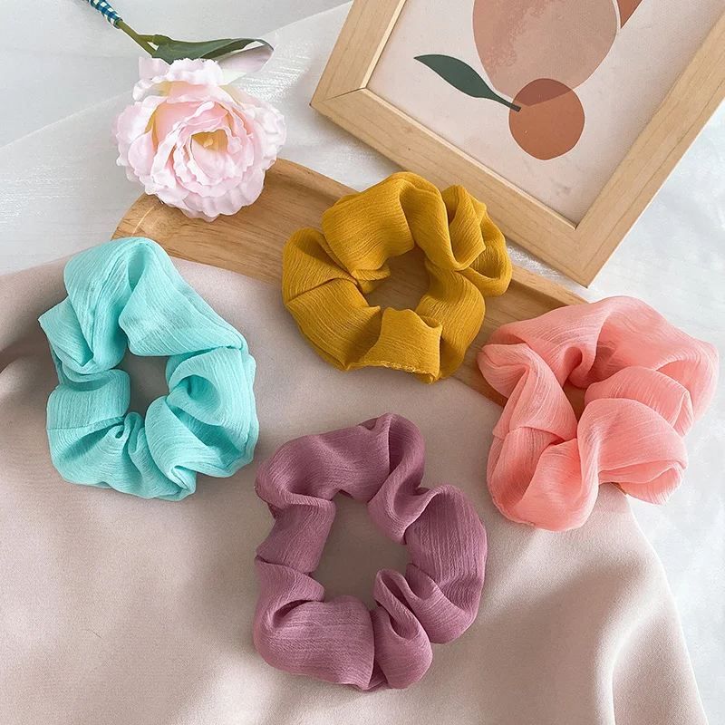 

Xwen 2021 Spring Summer New Korean Ice Cream Color Hair Rope For Female Elastic Rubber Bands Fashion Hair Accessories