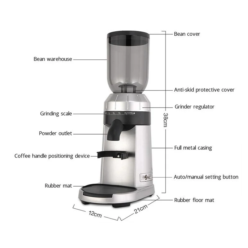 

Electric Coffee Grinder Italy Coffee Bean Grinder Home Use Commercial 25 Stops Adjustable 250g CapacityConical Burr Grinder