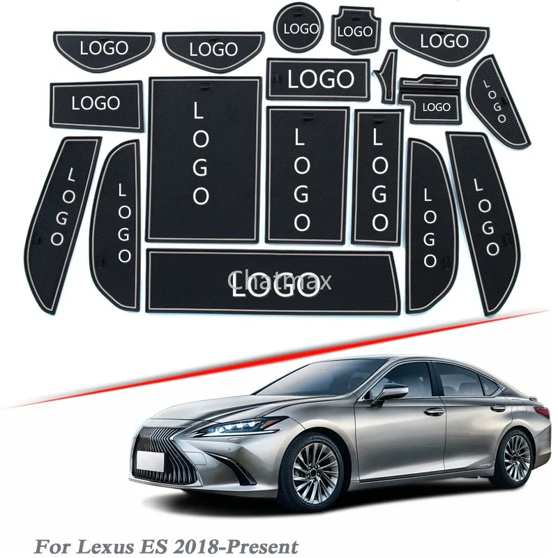 

Brand LOGO Car Styling For Lexus ES 2018-Present Gate slot pad Interior Door Groove Mat Non-slip dust Mat Interior Accessories