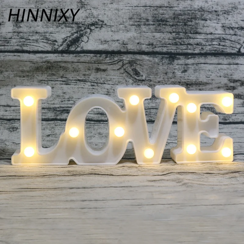 Hinnixy белого и красного цвета с надписью «LOVE» светодиодный Ночной светильник большой Размеры с кабелем для постоянного тока, характеристики 5В провод теплый белый украшение стола лампы подарок ко Дню Святого Валентина