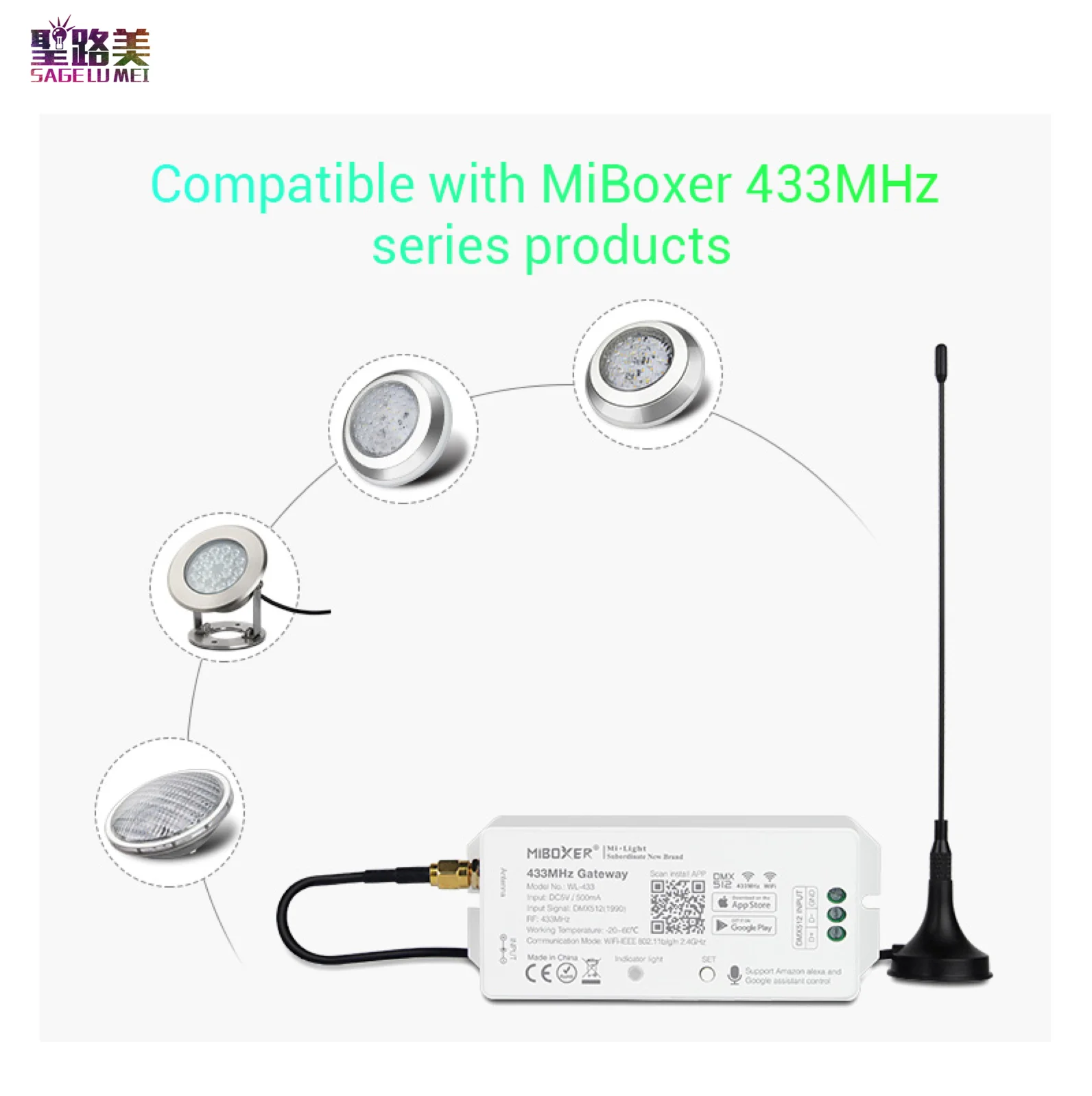 Аксессуары для смартфонов MiBOXER шлюз 433 МГц 5 в пост. Тока/1990 мА Wi-Fi RF DMX512 (433)
