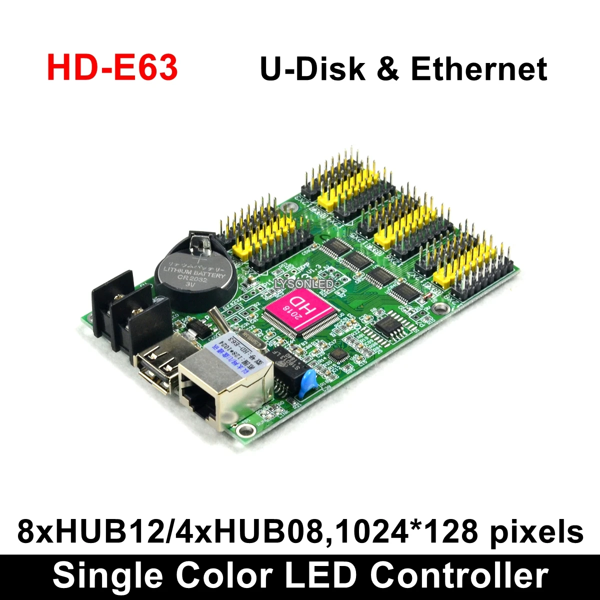 HD-E63 Ethernet Huidu P10 двухцветный СВЕТОДИОДНЫЙ дисплей Карта светодиодный