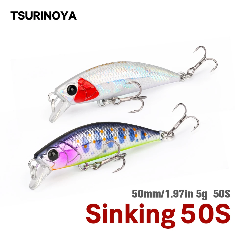 

TSURINOYA INTRUDER 50S 50mm 5g Sinking Minnow Bait Fishing Lure Artificial Bait Pesca Trout Pike Bass Jerkbait Wobbler Swimbait