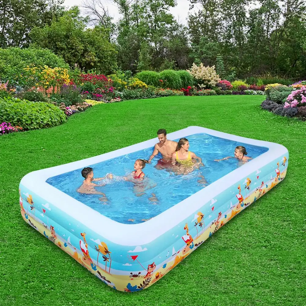 

1.3m/1.5m/1.8m/2.1m/2.6m Summer Rectangular Family Inflatable Swimming Pool Bathing Tub For Kids/Adults Above Ground Outdoor