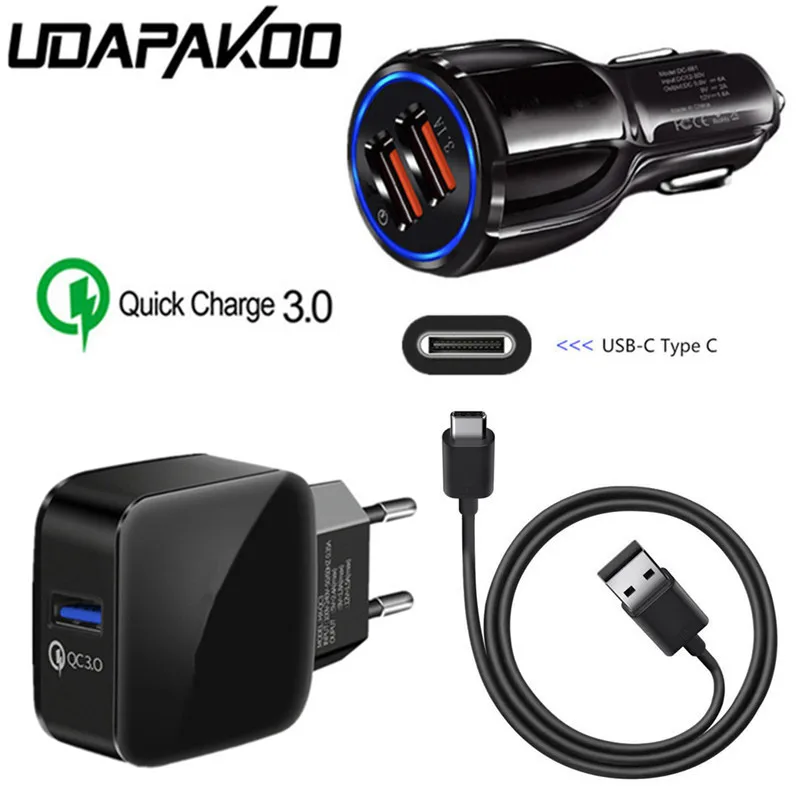 Адаптивное автомобильное зарядное устройство 3 0 QC USB Type C провод для Galaxy S9 S10 A3 A5 2017