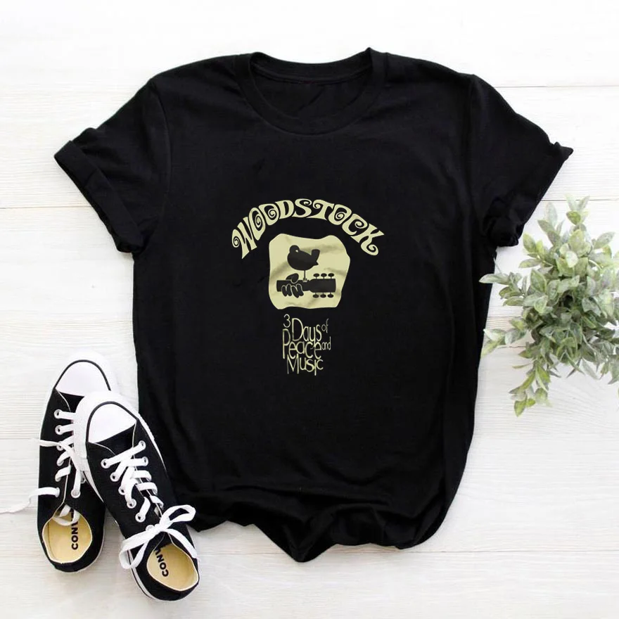 Леса деловые дни мира и музыки Женская футболка из хлопка с принтом Camiseta Mujer