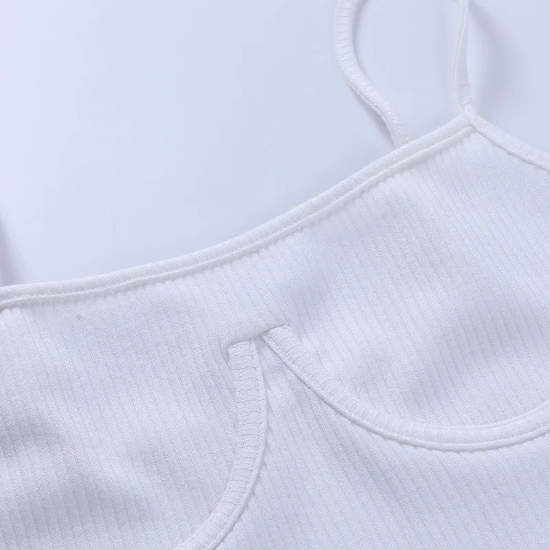 

BOOFEENAA Spaghetti Strap Bodysuit Basic White Ribbed Knitted Sexy Fitted Body Suits for Women Summer Tops 2021 C76-BZ14