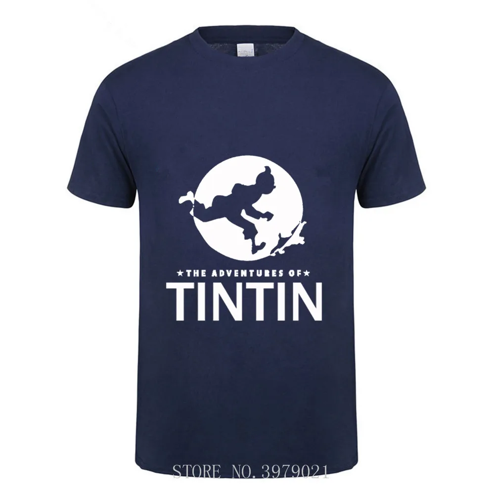 2019 футболки хлопок Для Мужчин Мультфильм Тинтин Приключения классический