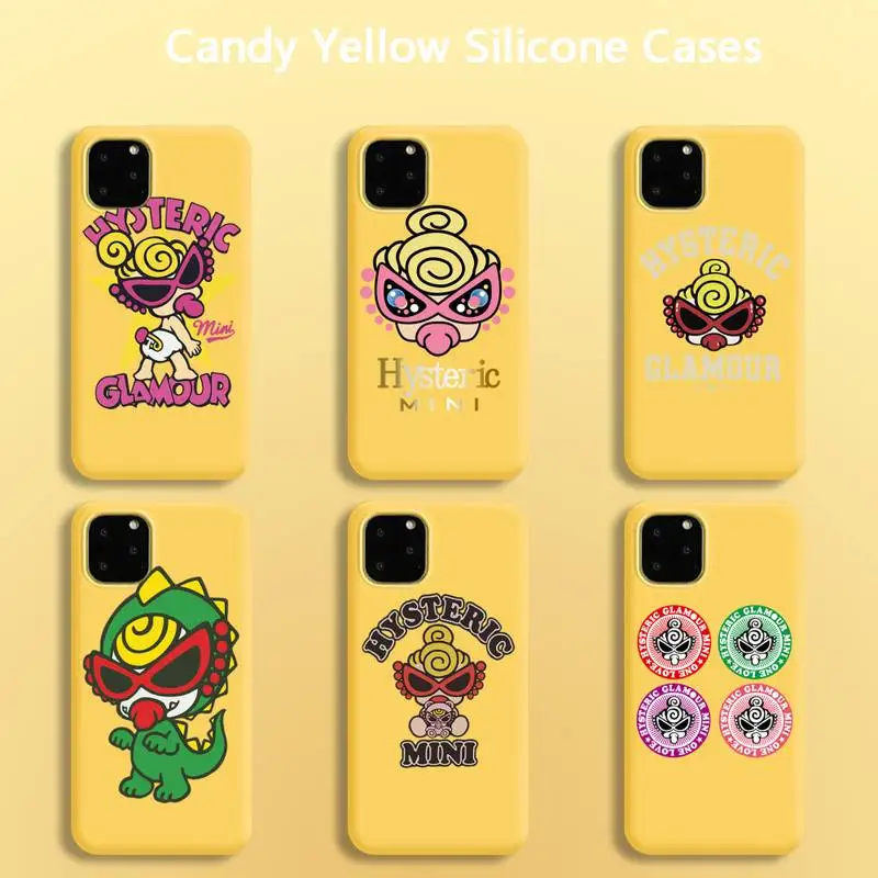 

Japan Street Luxury Brand Hysteric Mini Phone Case For IPhone 11 Pro 12 Pro Mini 8 7 6 6S Plus X 5S SE 2020 XR XS Candy Yellow