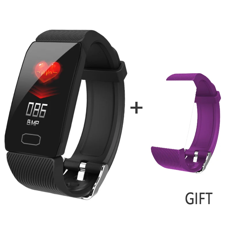 withPurplewristband Смарт-часы для измерения артериального давления для мужчин t Q1 фитнес-Браслет Водонепроницаемый спортивный Cicret браслет для мужчин и женщин трекер активности - Цвет: withPurplewristband
