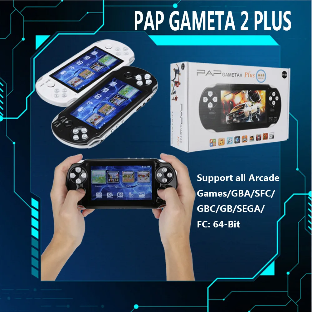 

PAP GAMETA 2 PLUS 4.3'' Handheld Game Console 64 Bit Video Game Console Port Handheld Game Player Consola