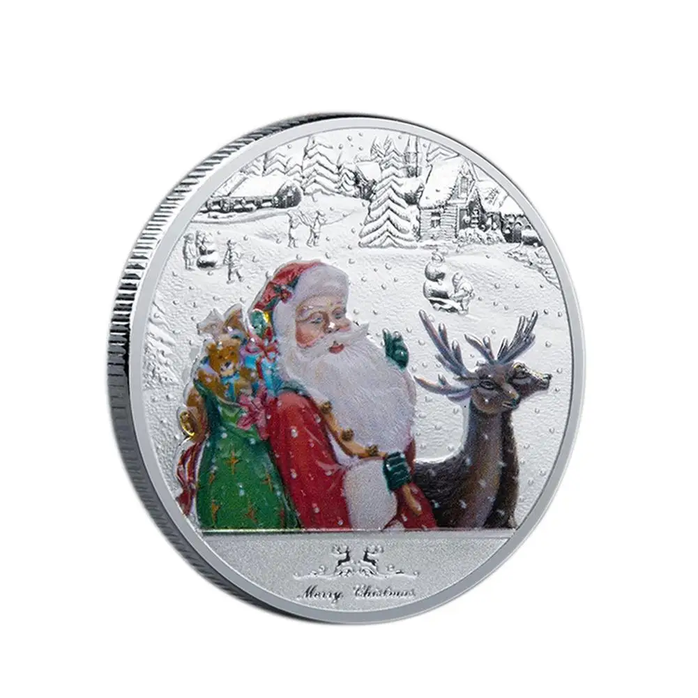 

Рождественская памятная монета, Санта-Клаус, лось, сувенирные монеты, Рождественская Коллекционная художественная монета, серебряная Фото...