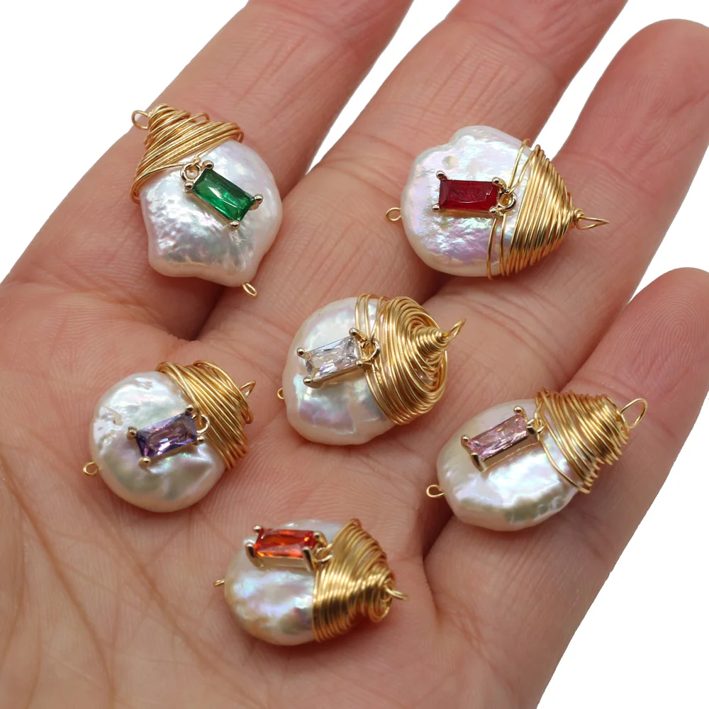 

Best-selling 2021 Natural Pearl Connector Pendant Baroque Shaped Bead Wound Copper Wire Making Bracelet Necklace Accessories