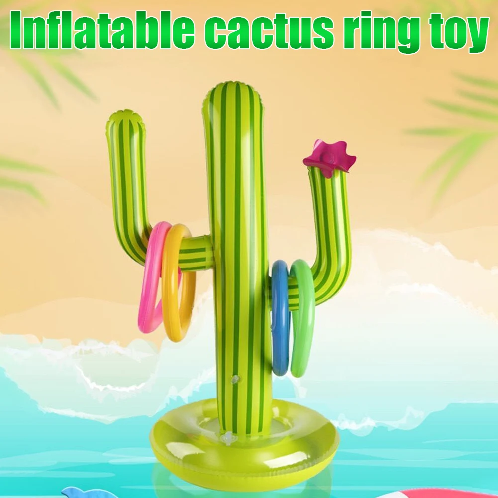 

Outdoor Swimming Pool accessories Inflatable Cactus Ring Toss Game Set Floating Pool Toys Beach Party Supplies Party Bar Travel