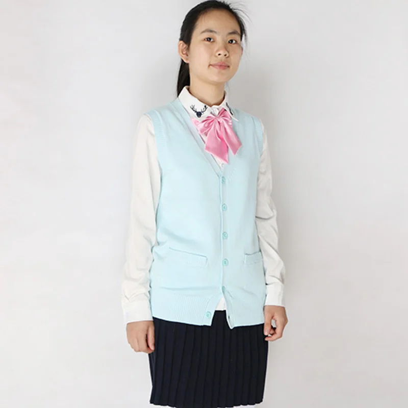 

JK Sweater Coat japanese school uniform JK uniform Student Cotton Spring V-neck Sleeveless Cardigan Sweater student uniform