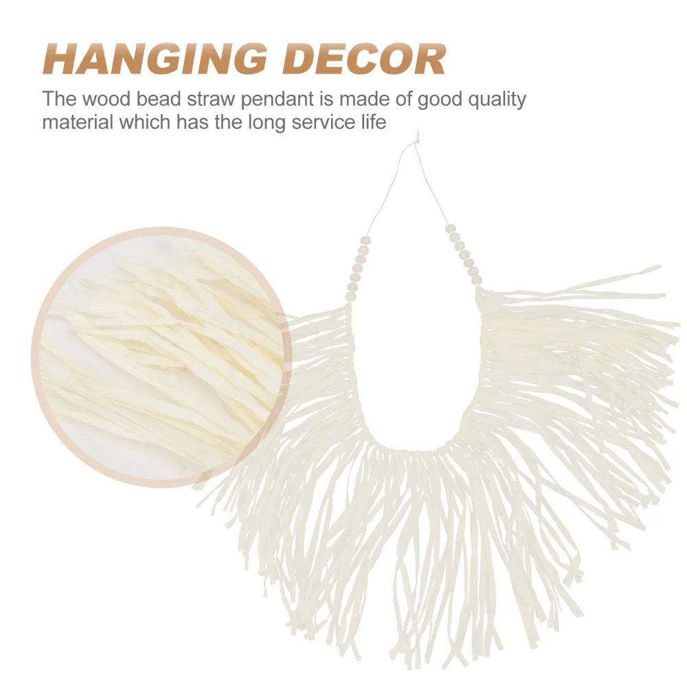 

1pc Simple Wooden Bead Hanging Decor Elegant Wood Bead Straw Wall Craft Decor