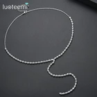 LUOTEEMI длинная Роскошная цепочка с кулоном из фианита ожерелье для женщин Модная бижутерия цепочка для свитера женские ожерелья с кисточками бижутерия для женщин