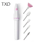 Профессиональная электрическая мини-дрель для ногтей TXD 5 в 1 с аккумулятором для ногтевого дизайна пилка для отшелушивания полировки ногтей Ручка инструмент машина