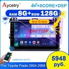 Автомагнитола PX6, 2 din, Android 10, для Toyota LAND CRUISER Prado 120 2003-2009