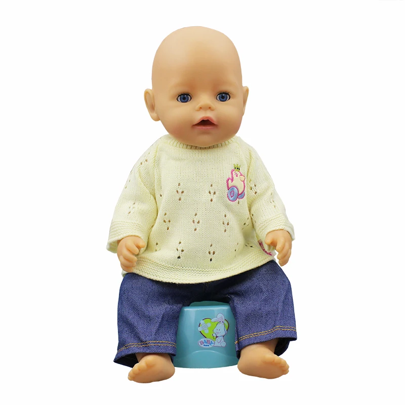 Новинка 1 комплект = свитер + кукольные джинсы одежда для детей 17 дюймов 43 см кукла