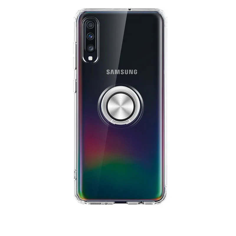 Для samsung Galaxy A70 чехол Clear кольцо из ТПУ телефонные чехлы для samsung A10 A20 A20e A30 A30s A40 A50 A50s A60 A70 A80 A90 чехол - Цвет: Серебристый