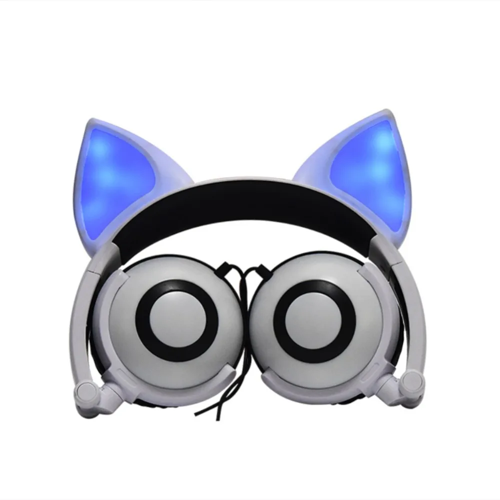 Cartoon cute cat fox ear glowing child's Foldable Flashing Glowing Gaming Headset Earphone | Электроника