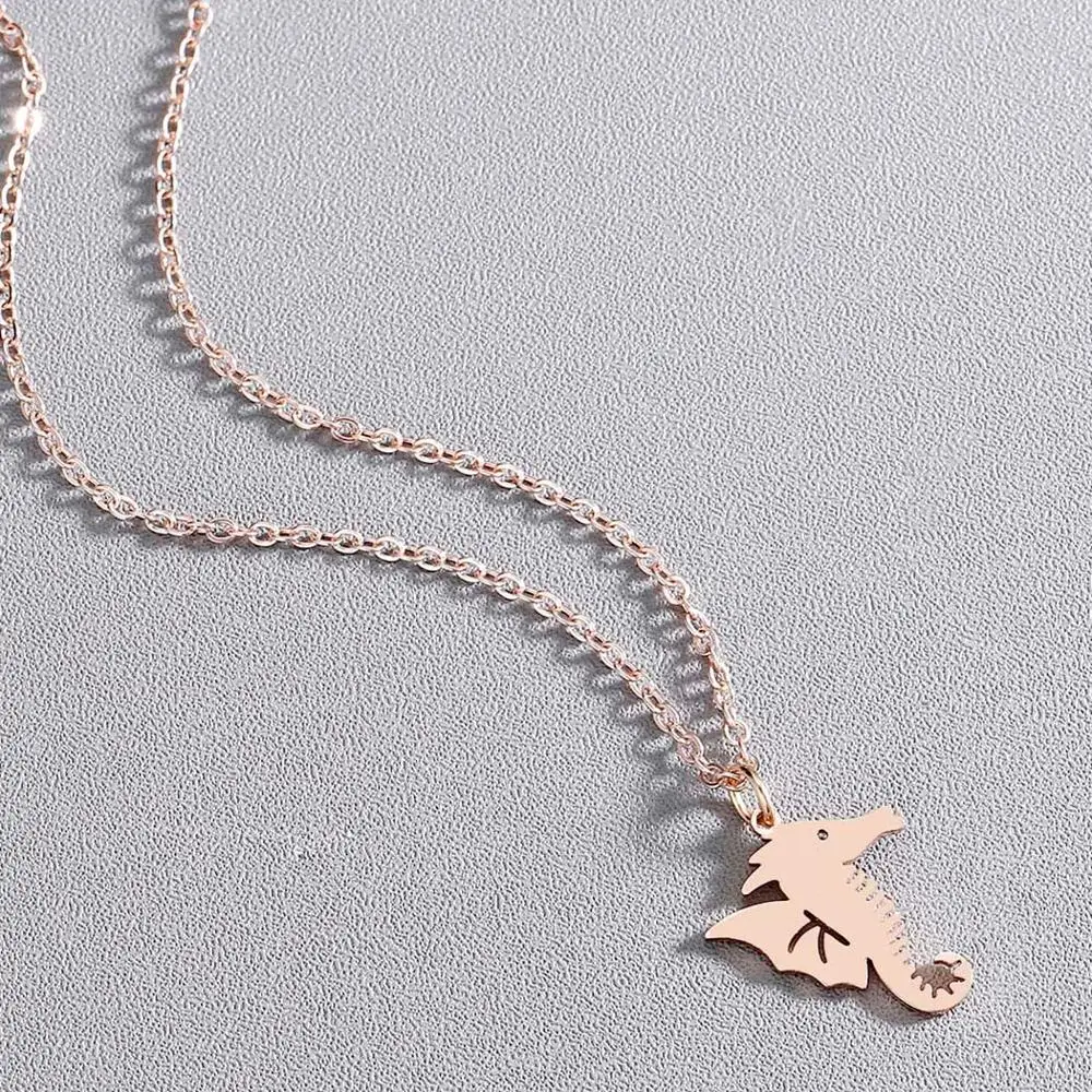 Чандлер Ожерелье Морской конек для девочки морская лошадь розовое золото цвет