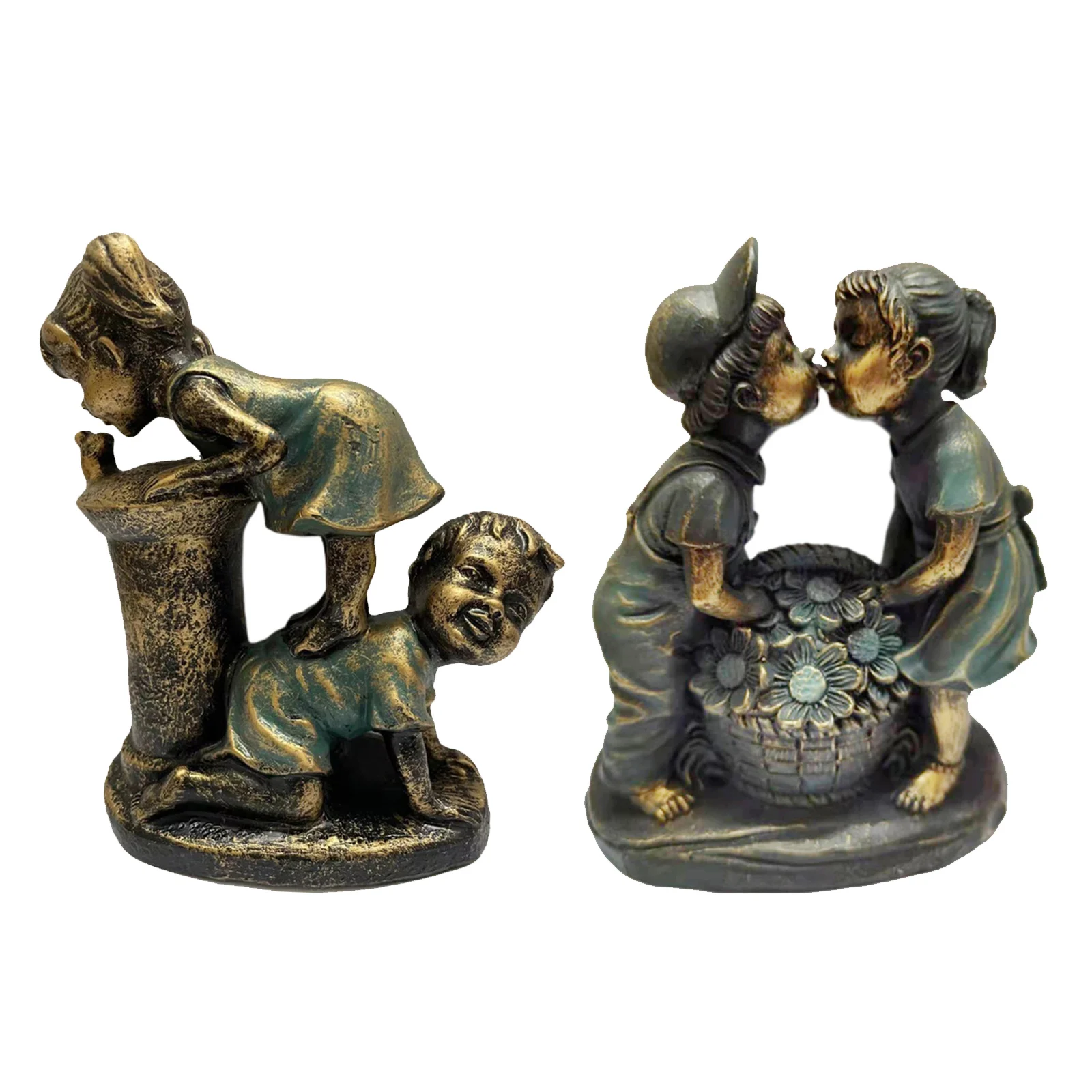

Gleamy Children Garden Statue Cute Resin Boy and Girl Sculpture Figurine